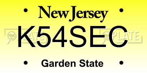 K54SEC New Jersey License Plate