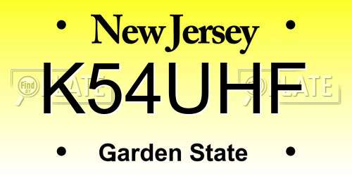 K54UHF New Jersey License Plate