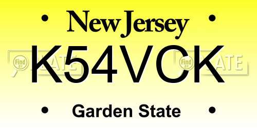 K54VCK New Jersey License Plate