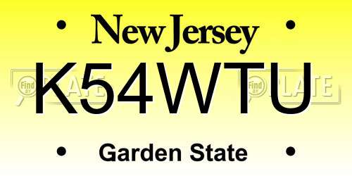 K54WTU New Jersey License Plate