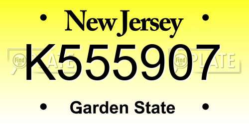 K555907 New Jersey License Plate