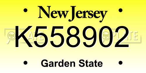 K558902 New Jersey License Plate