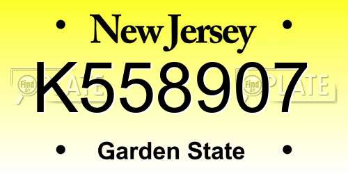 K558907 New Jersey License Plate