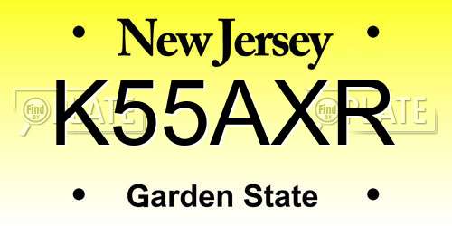 K55AXR New Jersey License Plate