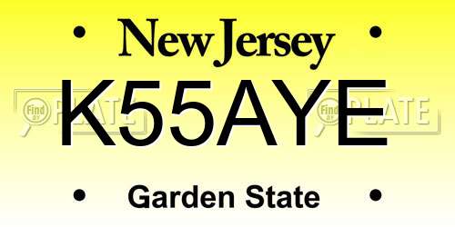 K55AYE New Jersey License Plate