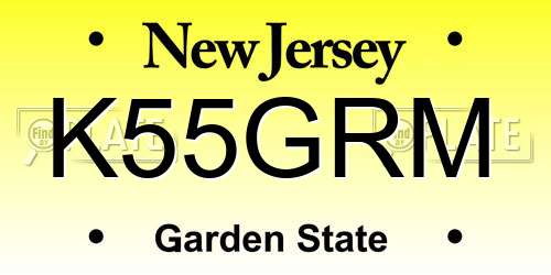 K55GRM New Jersey License Plate