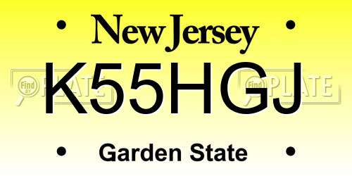 K55HGJ New Jersey License Plate