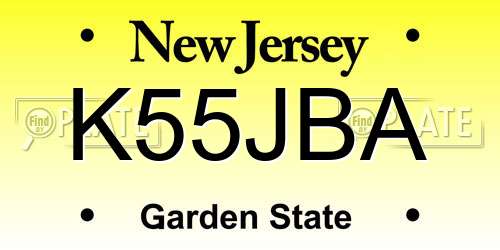 K55JBA New Jersey License Plate