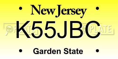 K55JBC New Jersey License Plate