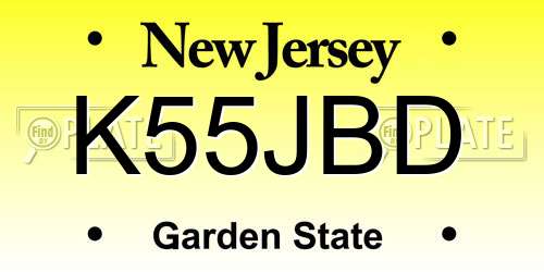 K55JBD New Jersey License Plate