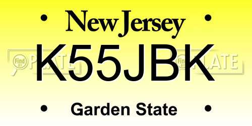 K55JBK New Jersey License Plate