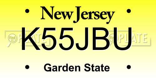 K55JBU New Jersey License Plate