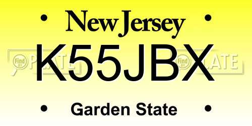 K55JBX New Jersey License Plate