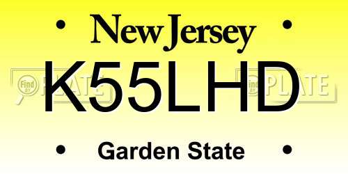 K55LHD New Jersey License Plate