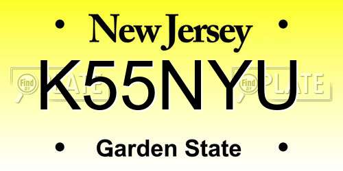 K55NYU New Jersey License Plate