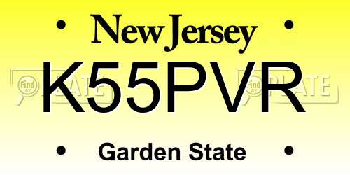 K55PVR New Jersey License Plate