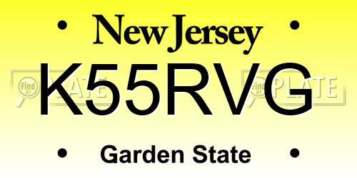 K55RVG New Jersey License Plate