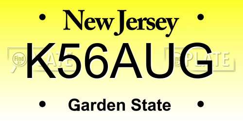 K56AUG New Jersey License Plate