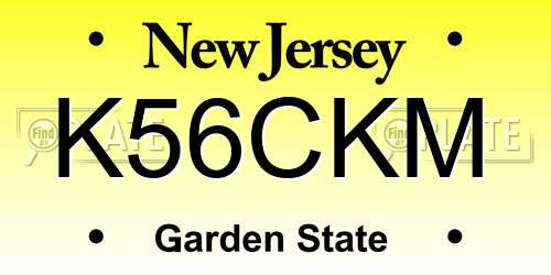 K56CKM New Jersey License Plate