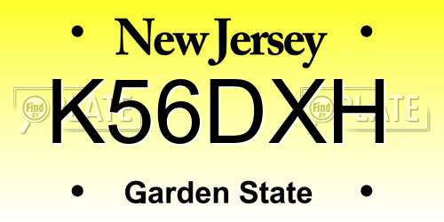 K56DXH New Jersey License Plate