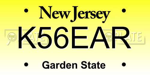 K56EAR New Jersey License Plate