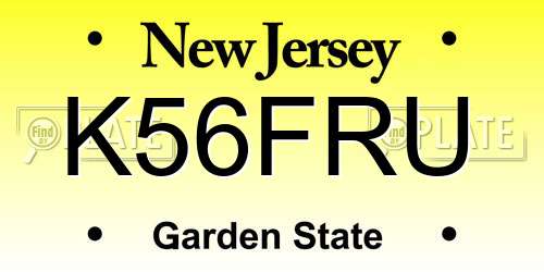 K56FRU New Jersey License Plate