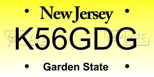 K56GDG New Jersey License Plate