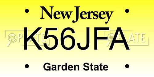 K56JFA New Jersey License Plate