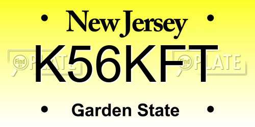 K56KFT New Jersey License Plate