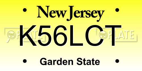 K56LCT New Jersey License Plate