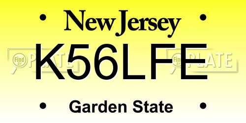 K56LFE New Jersey License Plate