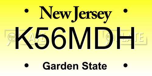 K56MDH New Jersey License Plate