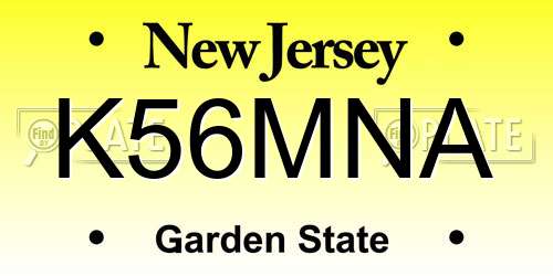 K56MNA New Jersey License Plate
