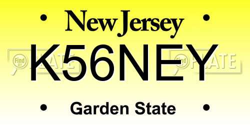 K56NEY New Jersey License Plate