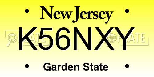 K56NXY New Jersey License Plate