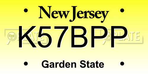 K57BPP New Jersey License Plate