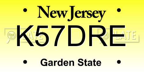 K57DRE New Jersey License Plate