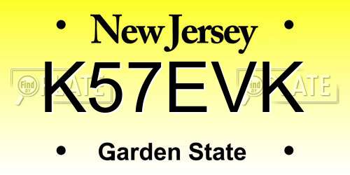 K57EVK New Jersey License Plate
