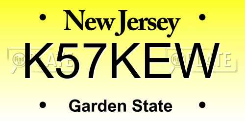 K57KEW New Jersey License Plate