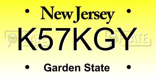 K57KGY New Jersey License Plate