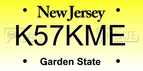 K57KME New Jersey License Plate