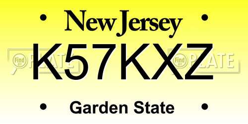 K57KXZ New Jersey License Plate