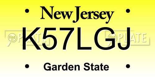 K57LGJ New Jersey License Plate