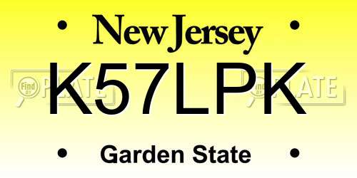 K57LPK New Jersey License Plate