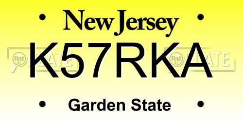 K57RKA New Jersey License Plate