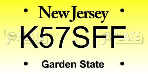 K57SFF New Jersey License Plate