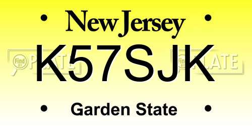 K57SJK New Jersey License Plate
