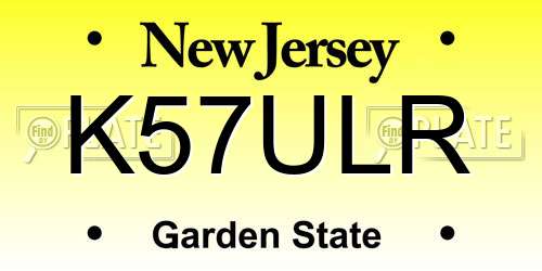 K57ULR New Jersey License Plate