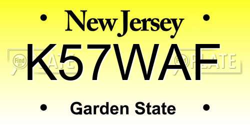 K57WAF New Jersey License Plate