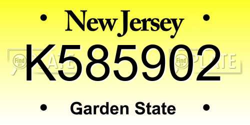 K585902 New Jersey License Plate